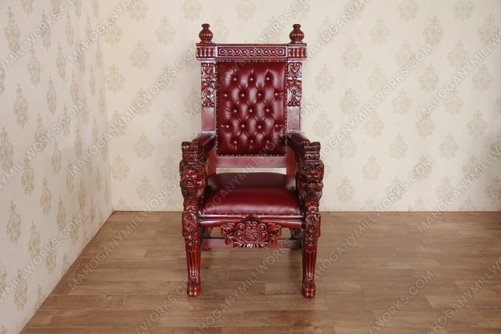 Cherry Bishop's Leather Gothic Throne Lion Arm Chair A