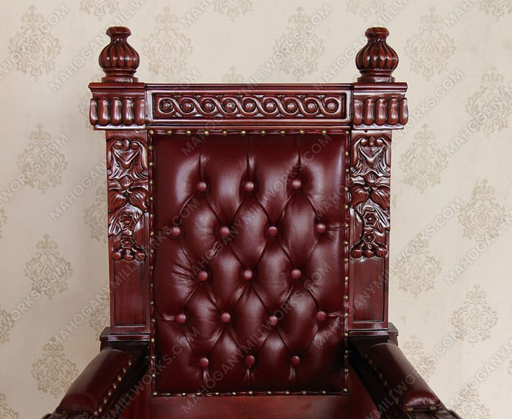 Cherry Bishop's Leather Gothic Throne Lion Arm Chair A