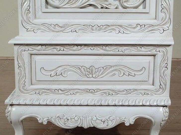 Antique White Rococo Wardrobe Armoire