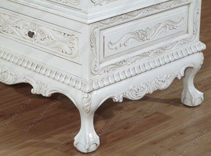 Rococo Antique White Finish Cabinet