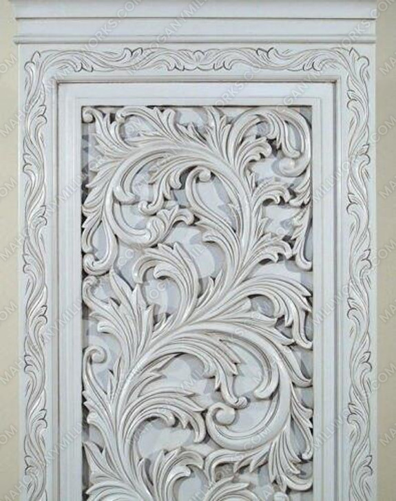 Antique White Rococo Wardrobe Armoire