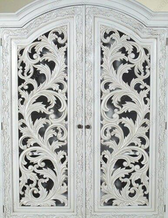 Rococo Antique White Finish Cabinet
