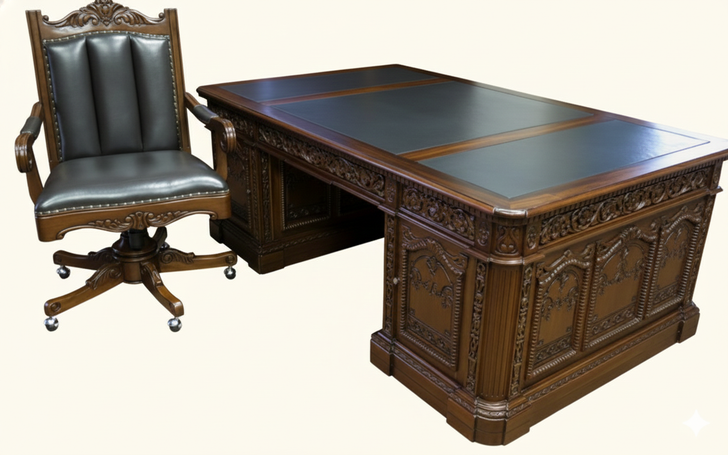 7ft Presidential Resolute Desk w/ Genuine Leather Top