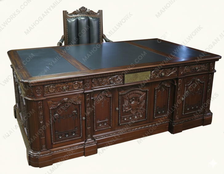 7ft Presidential Resolute Desk w/ Genuine Leather Top