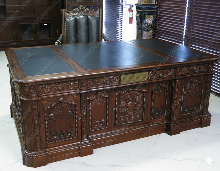 7ft Presidential Resolute Desk w/ Genuine Leather Top