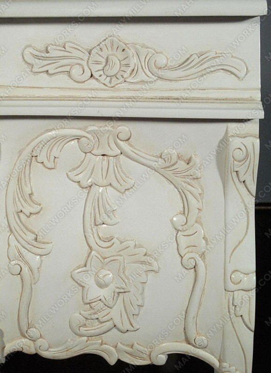 Pair of 2 Antiqued White Rococo Nightstands / Bedside Tables / Chests