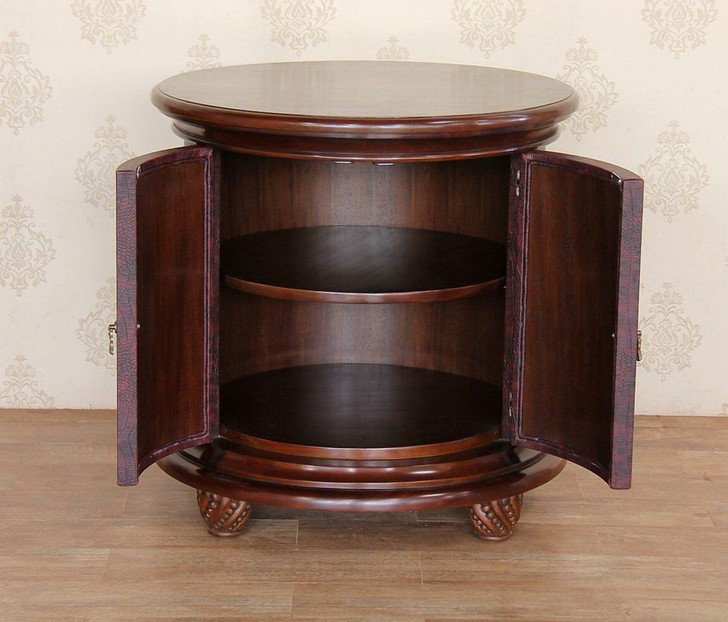 Faux Crocodile Leather Round Nightstand Bedside Tables (2)