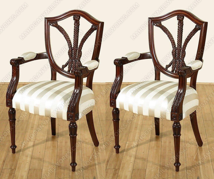 Pair of 2 Mahogany Hepplewhite Arm Chairs