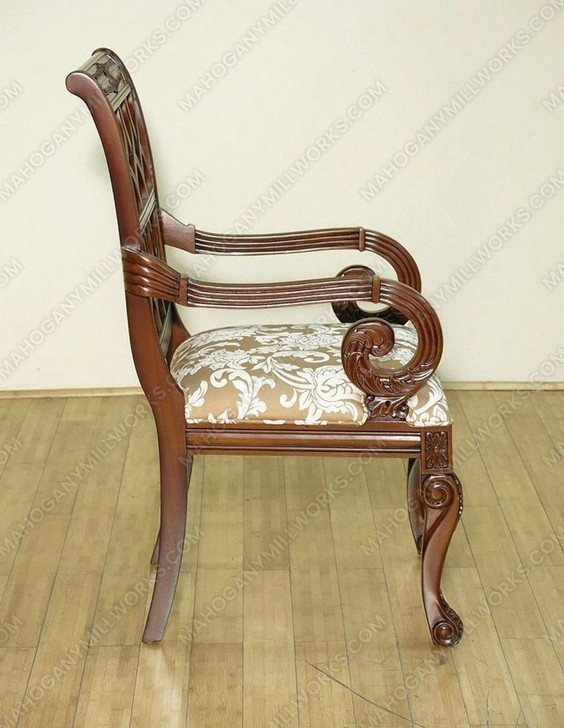 Mahogany Pierced Back Dining Arm Chairs Pair (2)