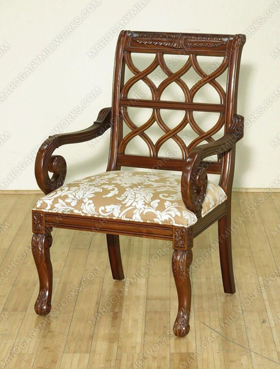 Mahogany Pierced Back Dining Arm Chairs Pair (2)
