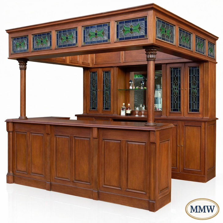 Hermosa 10ft Canopy Pub Bar w/ Stained Glass