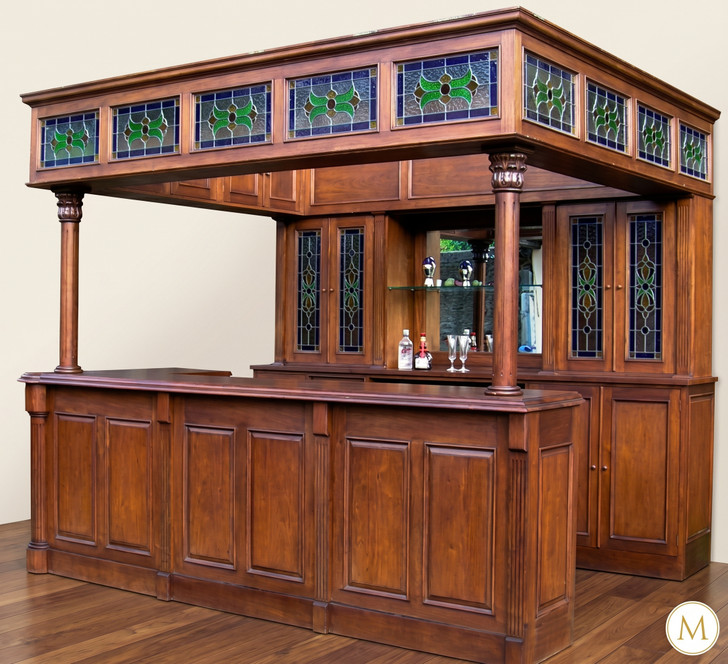 Hermosa 10ft Canopy Pub Bar w/ Stained Glass