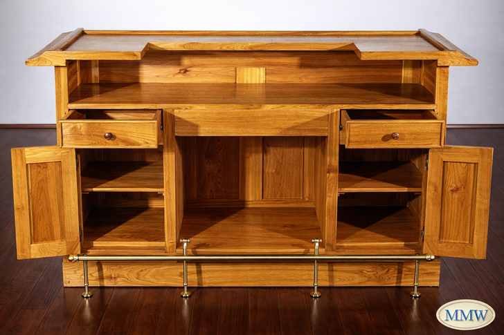 6ft Light Oak Finish Home Bar Front