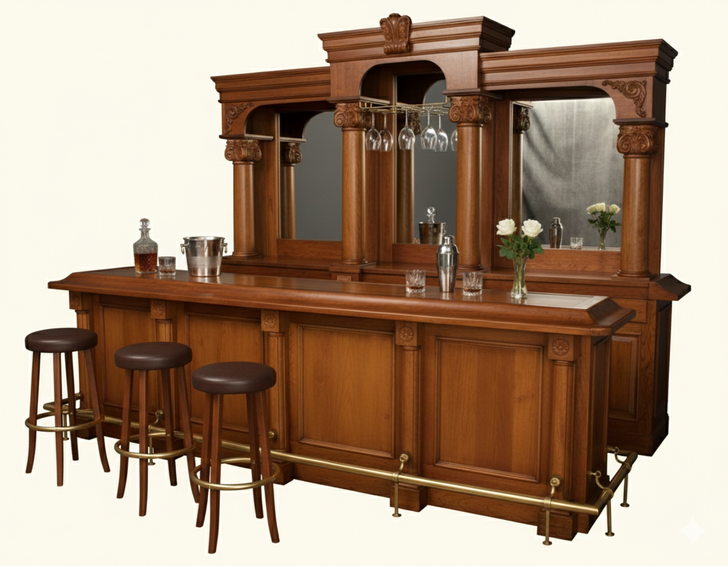 12ft Classic English Mahogany Bar