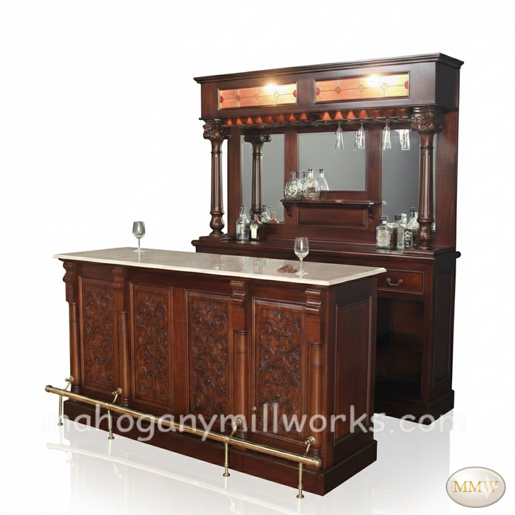 Mahogany Victorian Marble Top Pub Bar