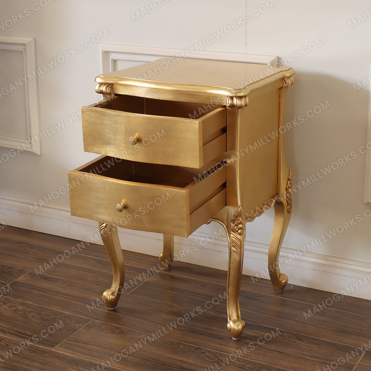 Gold Leaf French Style Nightstand Side Table