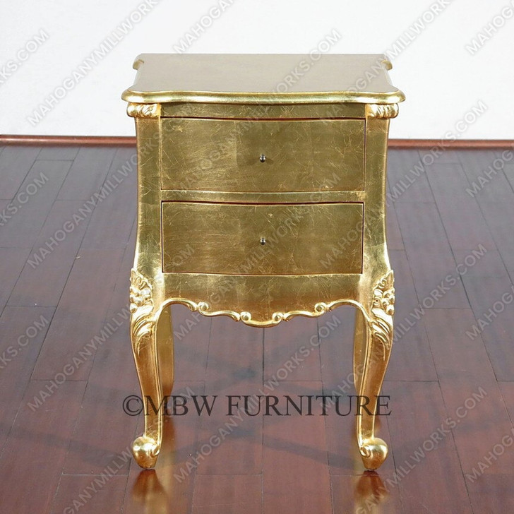 Gold Leaf French Style Nightstand Side Table