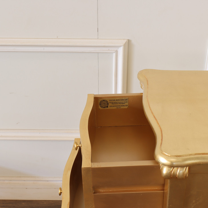 Gold Leaf French Style Nightstand Side Table