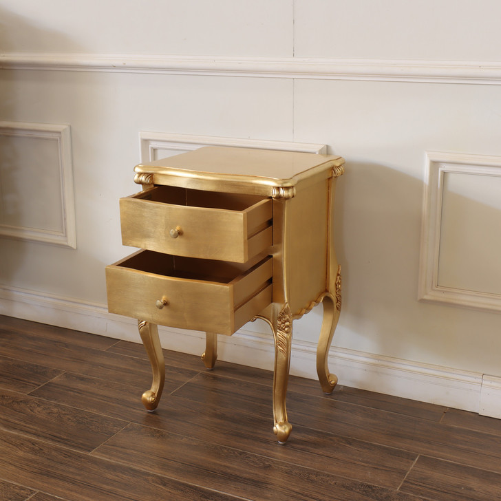 Gold Leaf French Style Nightstand Side Table