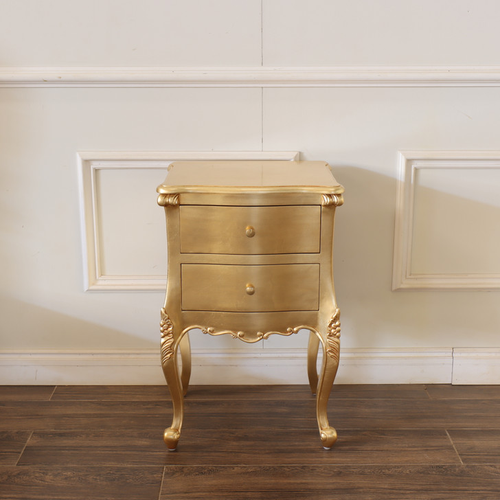 Gold Leaf French Style Nightstand Side Table