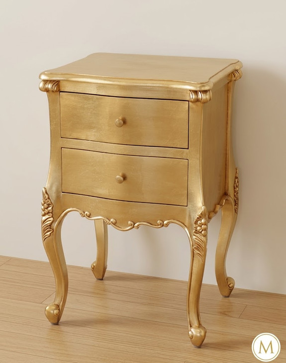 Gold Leaf French Style Nightstand Side Table