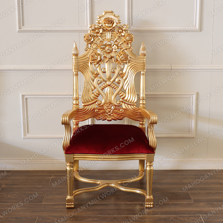 Large Gold Leaf Rococo Occasional Accent Chair