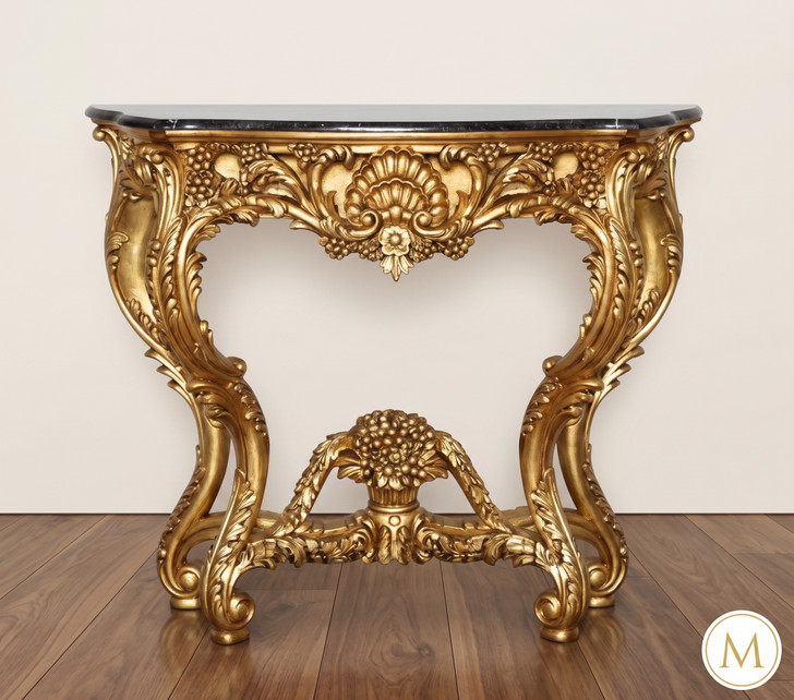 Gold Leaf Ornate Carved Console Table