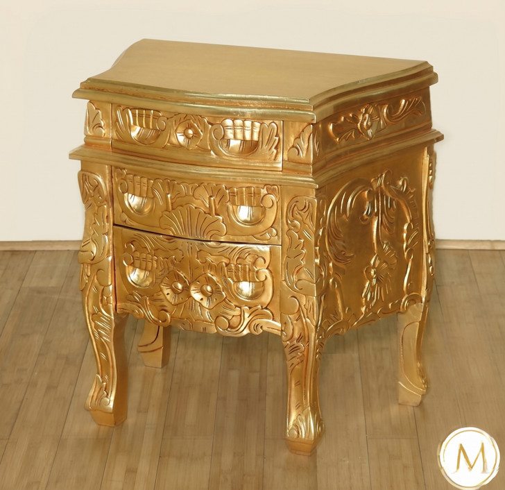3-pc Gold Leaf Rococo Bedroom Set