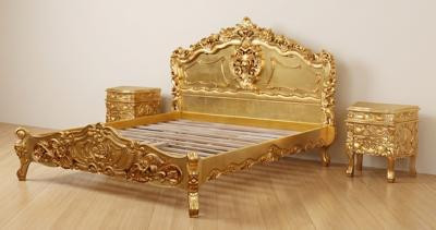 3-pc Gold Leaf Rococo Bedroom Set