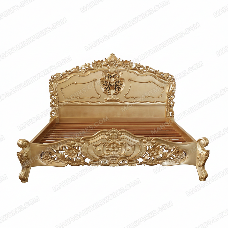 Gold Leaf Rococo Panel Bed (King)