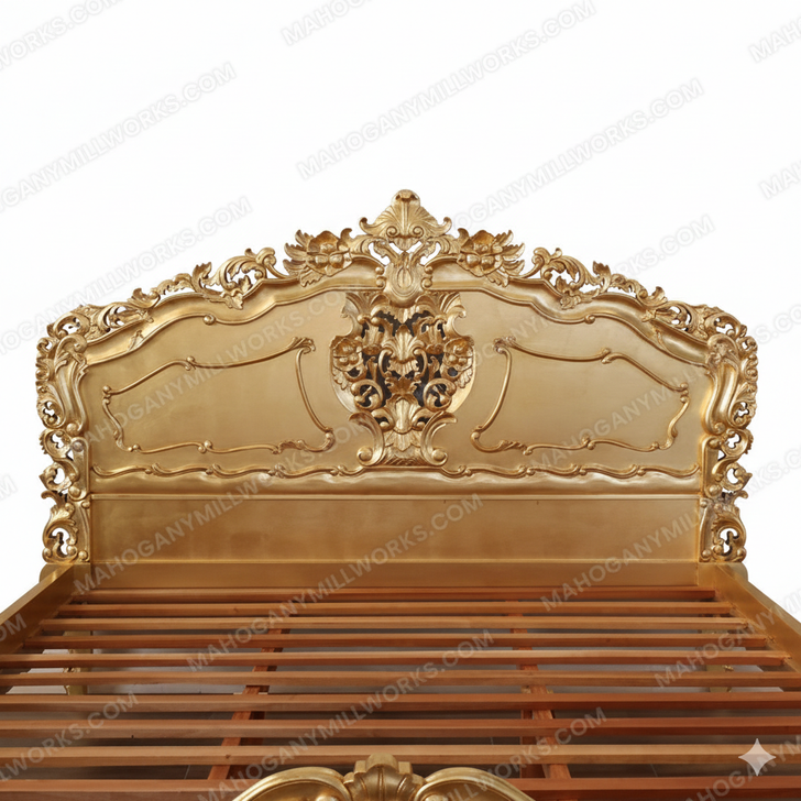 Gold Leaf Rococo Panel Bed (King)