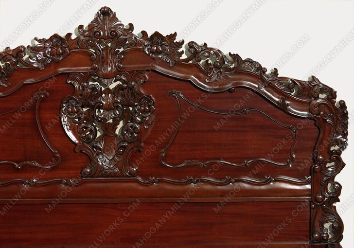 Cherry French Rococo Carved Panel Bed