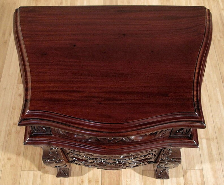 Pair of 2 Cherry Rococo 3 Drawer Nightstands / Bedside Tables / Chests