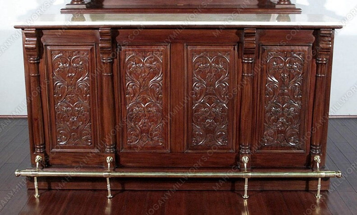 8ft Mahogany Victorian Marble Top Home Bar