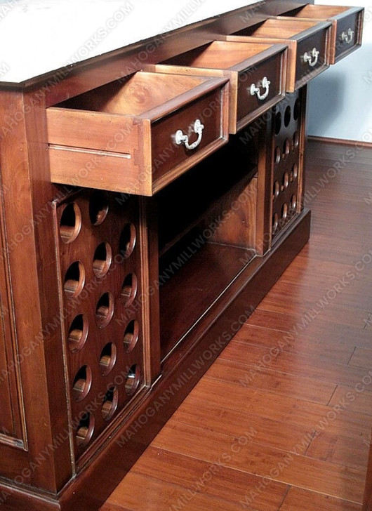 8ft Mahogany Victorian Marble Top Home Wine Bar