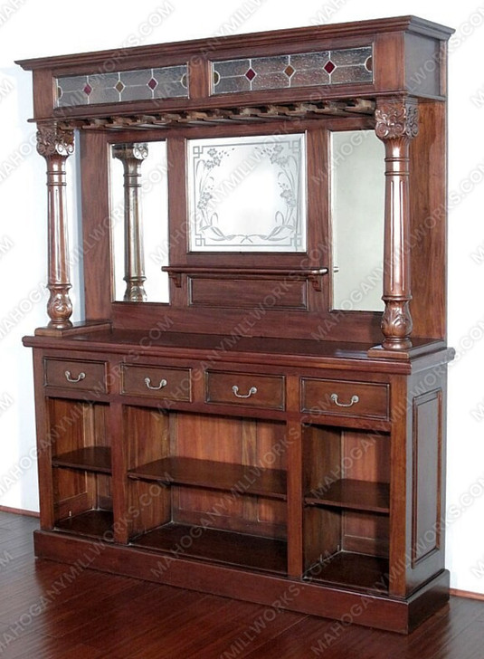 8ft Mahogany Victorian Marble Top Home Bar