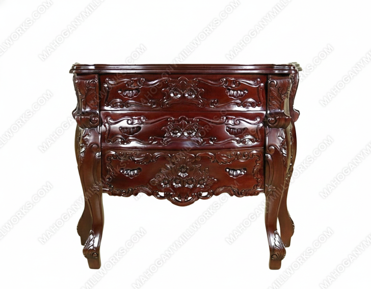 Cherry Rococo 3 Drawer Chest Dresser