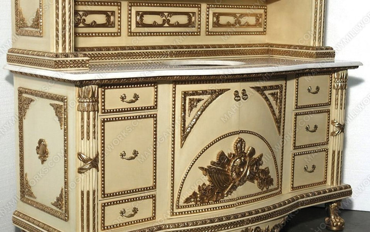 Antique Cream Bathroom Vanity Washstand w/ Medicine Cabinet