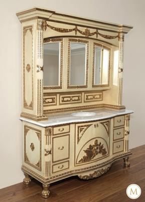 Antique Cream Bathroom Vanity Washstand w/ Medicine Cabinet