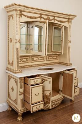 Antique Cream Bathroom Vanity Washstand w/ Medicine Cabinet