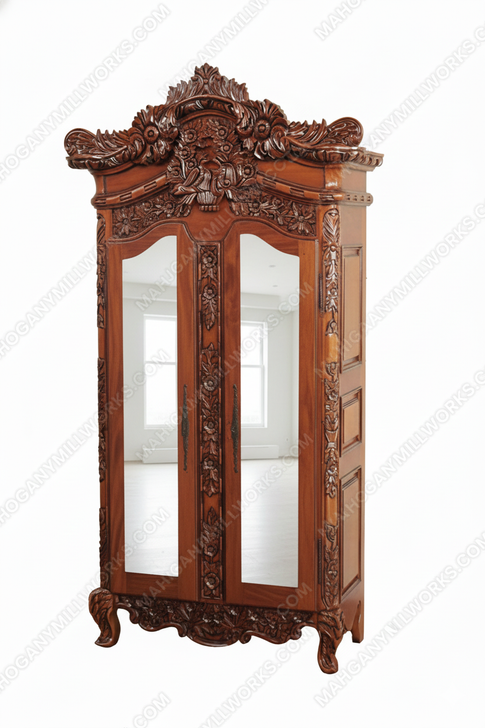 French Rococo Ornate Cabinet w/ Mirrors