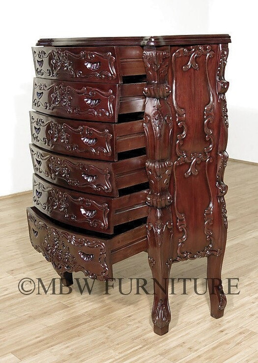 Mahogany French Rococo 6-Drawer Chest of Drawers