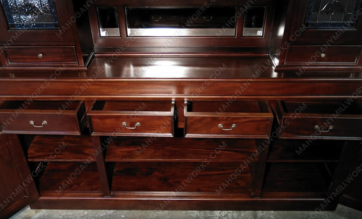 7ft Dark Mahogany Canopy Pub Bar w/ Stained Glass