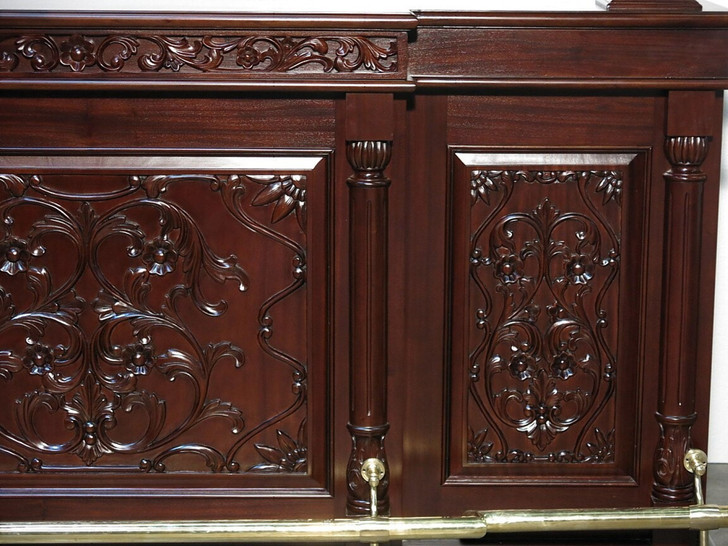 7ft Dark Mahogany Canopy Pub Bar w/ Stained Glass