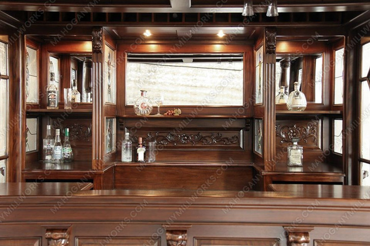 8.5ft Canopy Pub Bar w/ Leaded Stained Glass Doors
