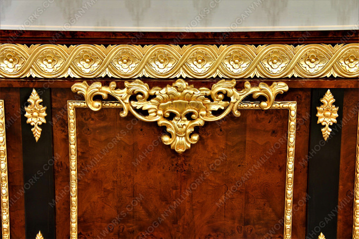 French Empire Dark Burl & Gold Executive Office Desk