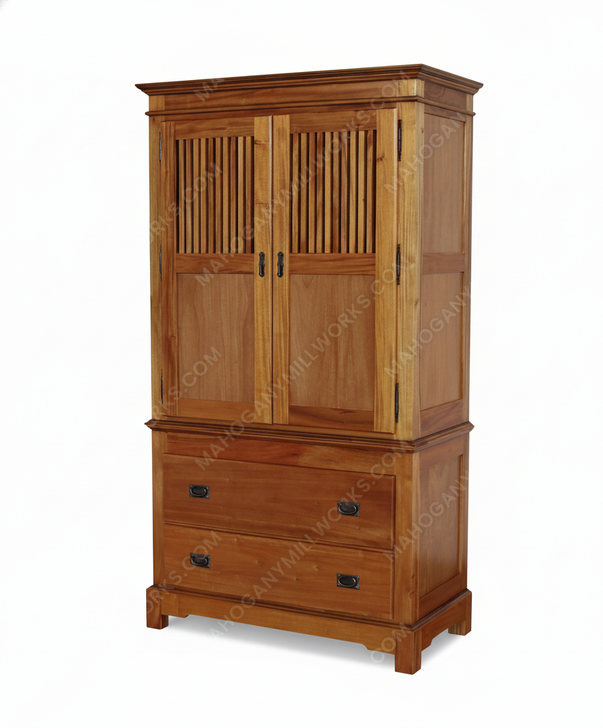 Light Finish Mission Cabinet w/ Drawers