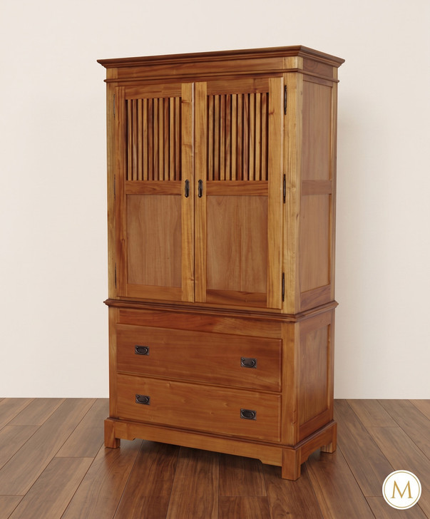 Light Finish Mission Cabinet w/ Drawers