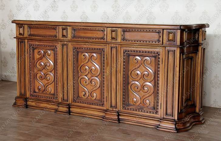 7.5ft Natural Mahogany Ornate Sideboard