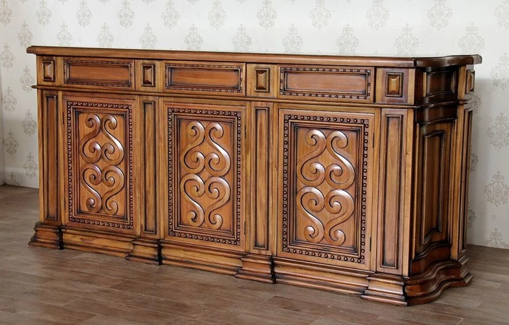 7.5ft Natural Mahogany Ornate Sideboard